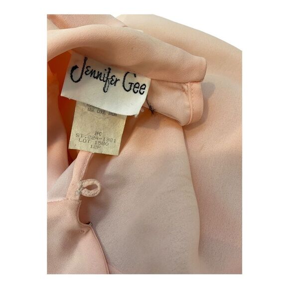 Vtg Jennifer Gee Shoulder Padded Elastic Waist Sheath Orange Dress size 12 Petit - Picture 9 of 14